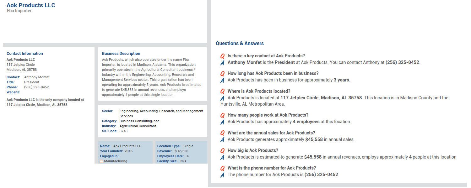 FBA importer company also known as AOK products Anthony Monfet is the president